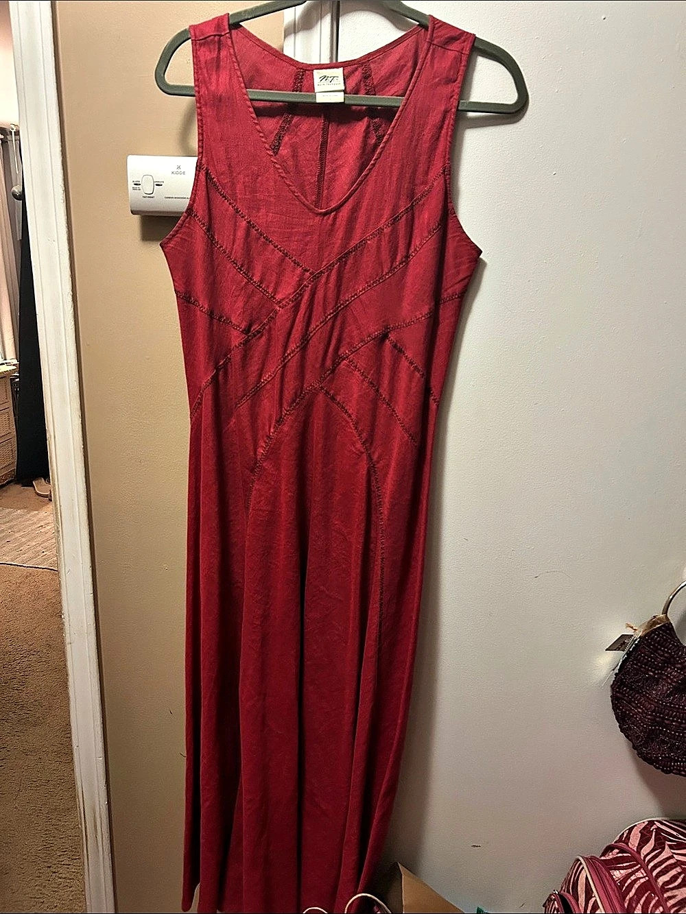 Noro Thompson Red Linen Maxi Dress Size Large